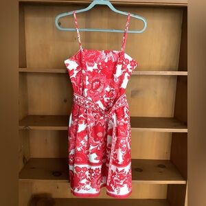 Joie Red White Floral Sundress | Cotton Belted Summer Dress | Size 8